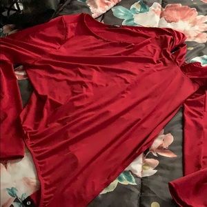 Red Bodysuit with Cut Out Shoulder